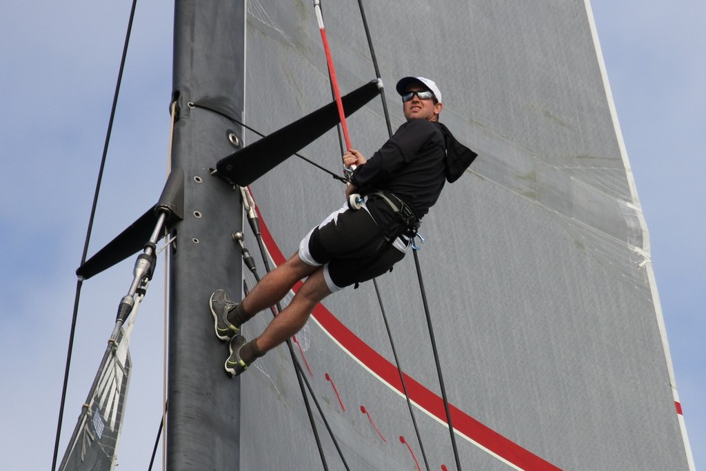 Aloft on Beau Geste - Start Evolution Sails Sail Noumea 2012 © Richard Gladwell www.photosport.co.nz